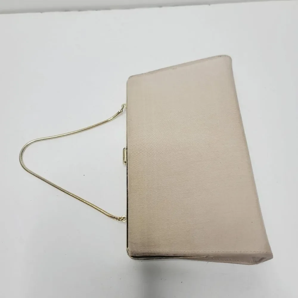 Vintage Classic Beige Neutral Structured Formal Evening Purse - Picture 4 of 16